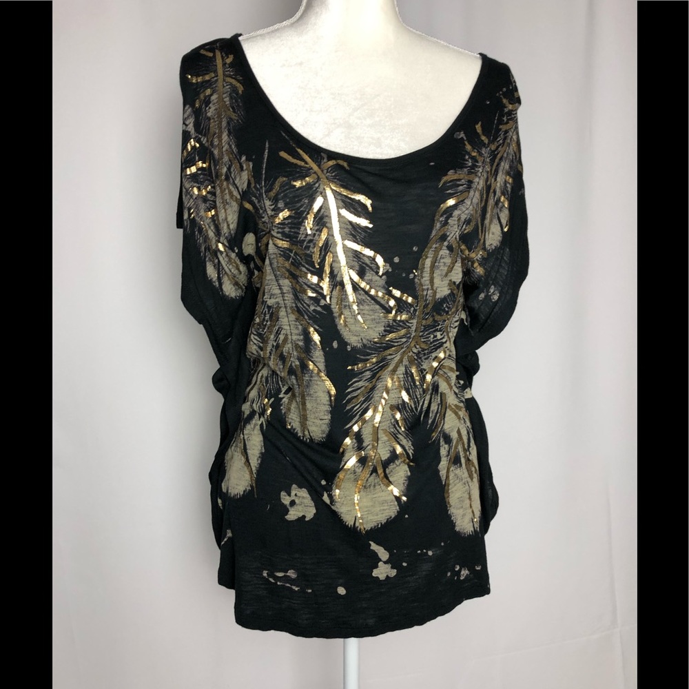 Black & Gold Leaf Oversized Shirt